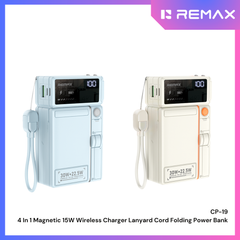 REMAX - CP-19 20000mAh 4 In 1 Magsafe AC Plug Fast Charging Power Bank ( PD30W+Magsafe 15W) - Blue
