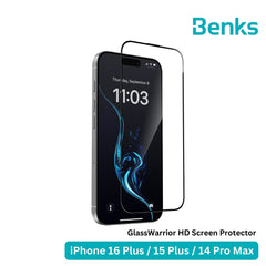 BENKS - GlassWarrior HD Protector - IPhone 16 Plus / 15 Plus / 14 Pro Max (Black)