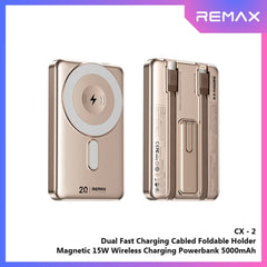 REMAX - CX-2 10000mAh Foldable Magnetic Wireless Charging Power Bank (PD22.5W+Magsafe15W) - Gold