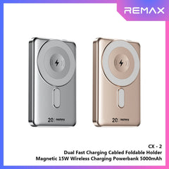 REMAX - CX-2 10000mAh Foldable Magnetic Wireless Charging Power Bank (PD22.5W+Magsafe15W) - Gold