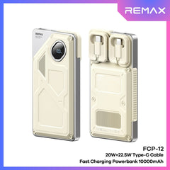 REMAX - FCP-12 10000mAh Fast Charging Cabled Power Bank ( PD20W+QC22.5W ) - Beige
