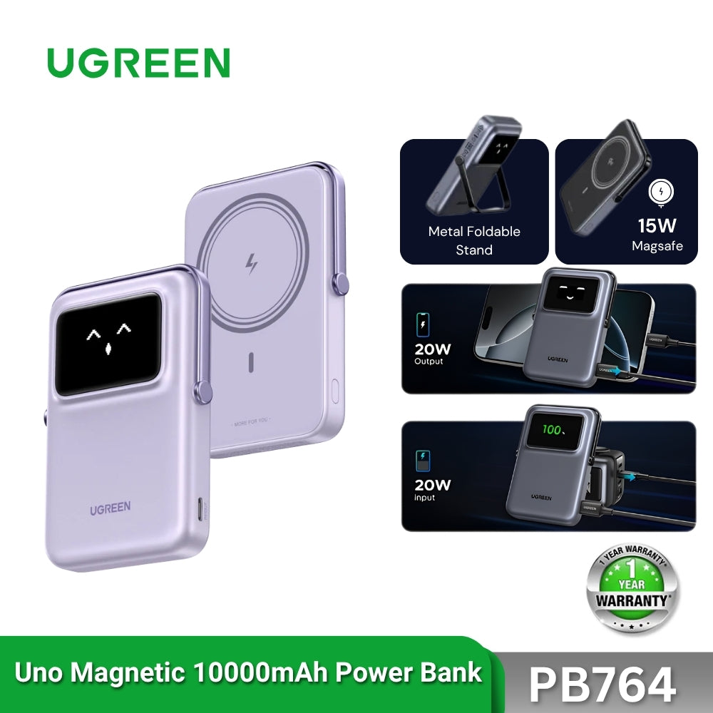 UGREEN - PB764 Uno Magnetic 10000mAh Wireless Power Bank - Purple