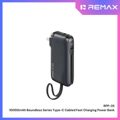 REMAX - RPP-35 10000mAh Boundless Series Fast Charging Cable Powerbank ( PD20W + QC22.5W ) - Black