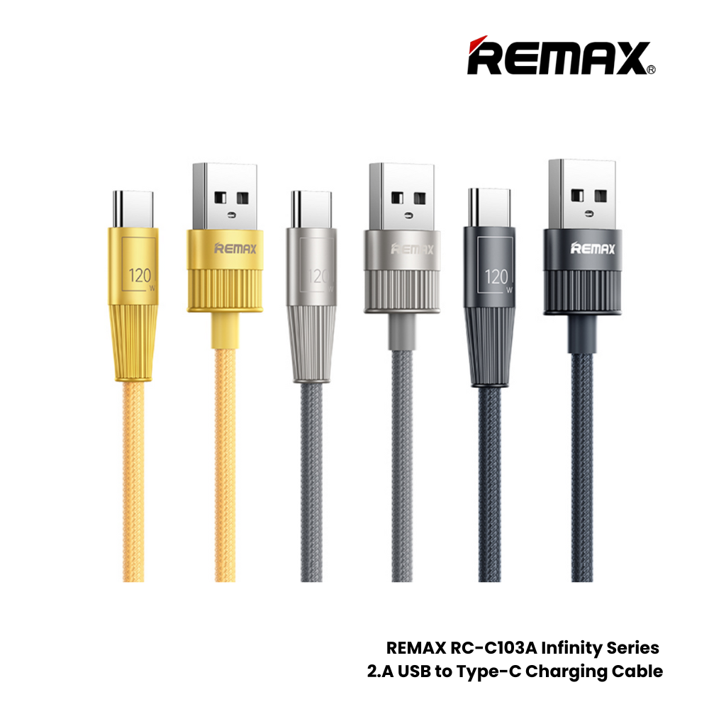 REMAX RC-C103A Infinity Series 120W USB to Type-C Fast Charging Data Cable - Gold