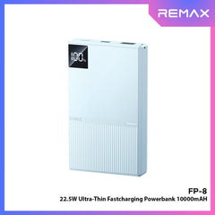 REMAX -  FP-8 10000mAh Ultra Thin Fast Charging Power Bank (PD20W+QC22.5W) - Blue
