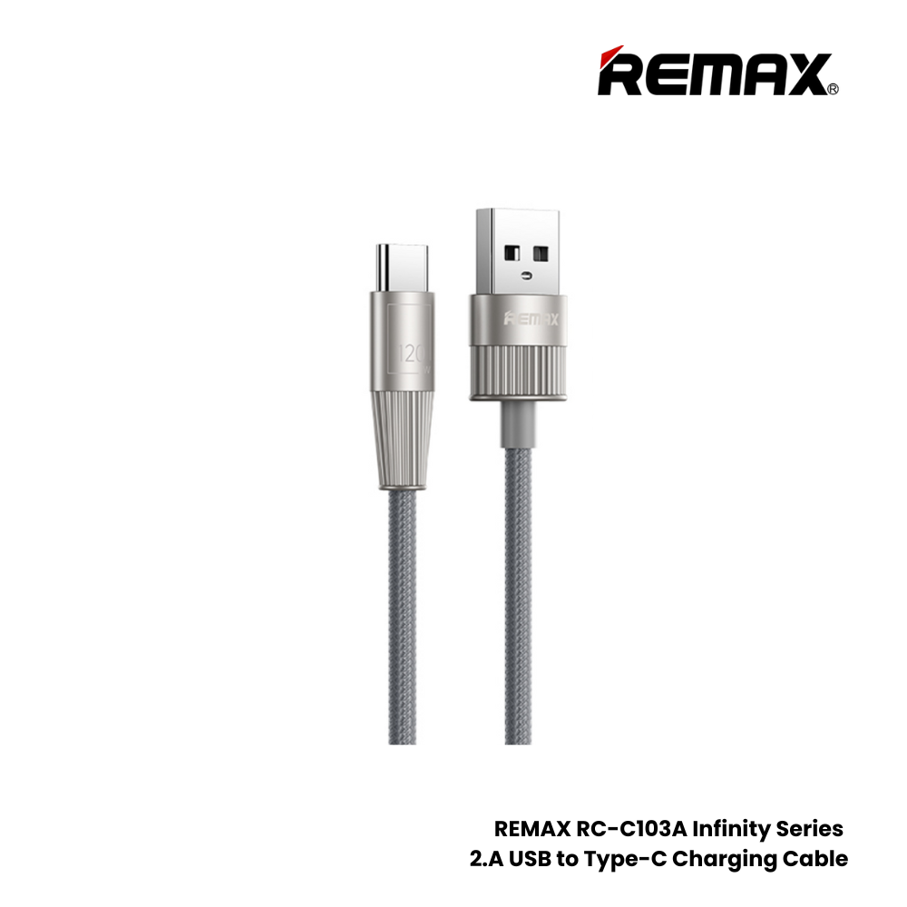 REMAX RC-C103A Infinity Series 120W USB to Type-C Fast Charging Data Cable - Silver Grey