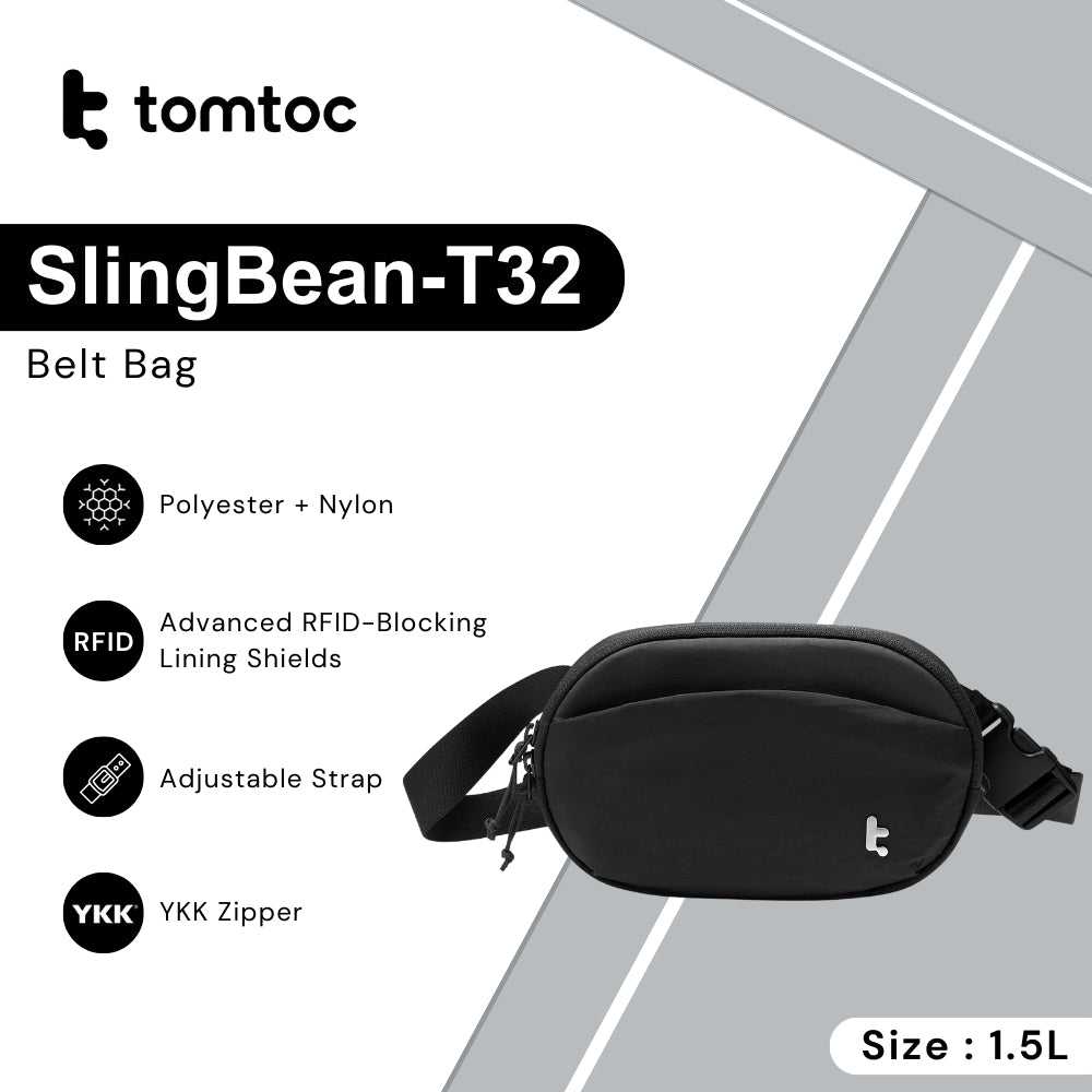 Tomtoc - SlingBean-T32 Belt Bag ( 1.5L ) - Black