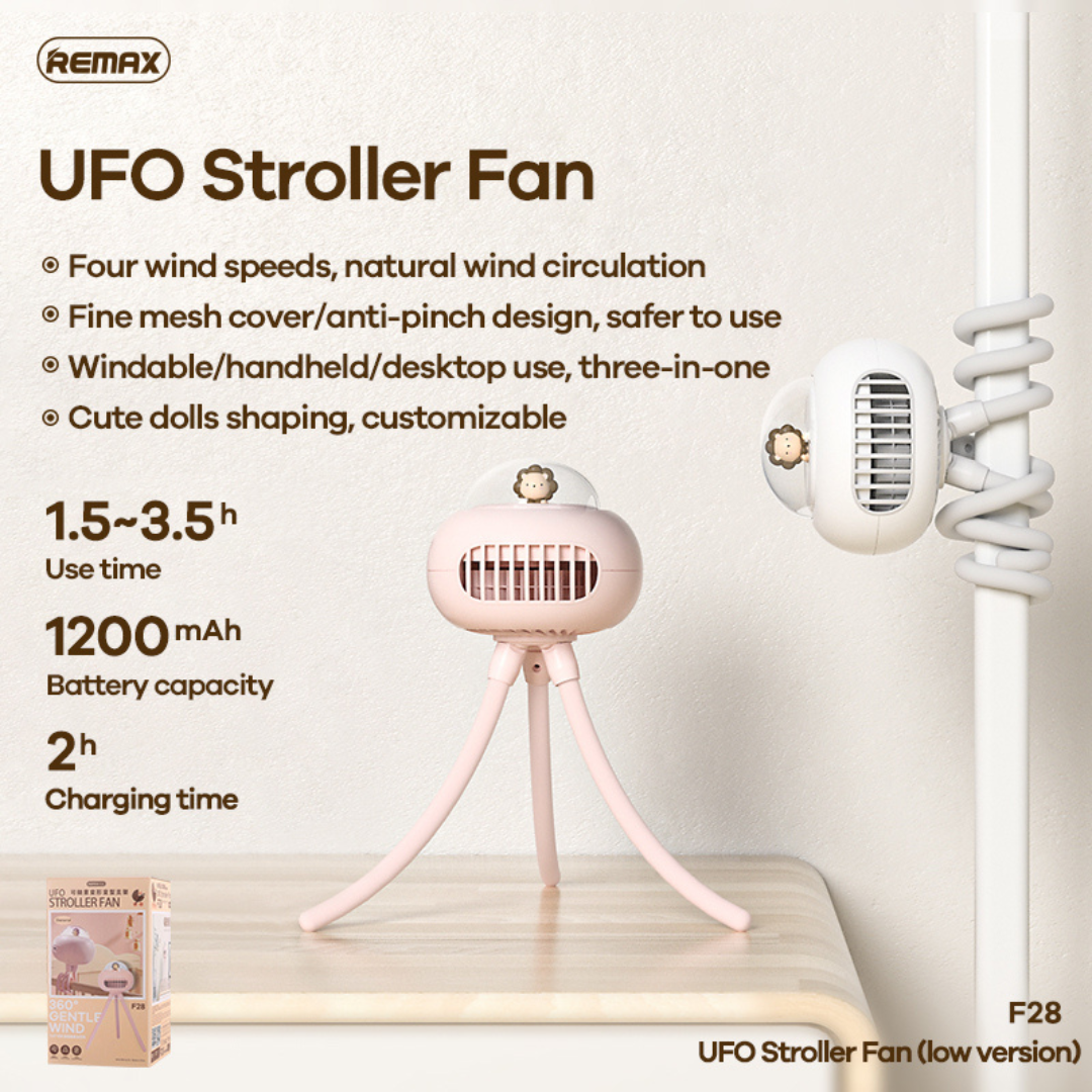 REMAX General F28 UFO Stroller Fan - Pink