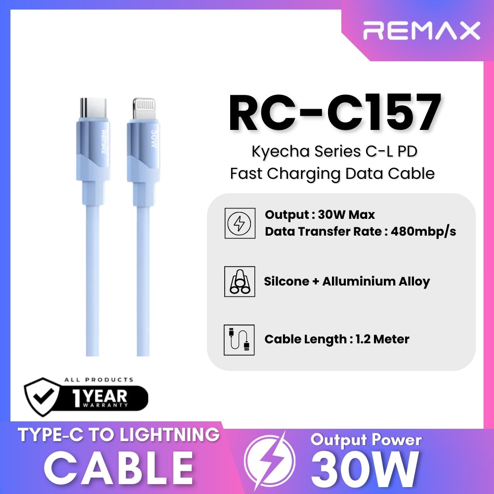 REMAX - RC-C157 C-L Keycha Series Type-C to Lightning Fast Charging Data Cable (30W) - Blue
