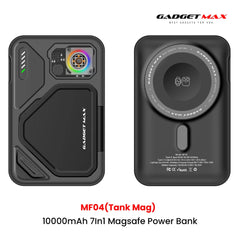 GADGET MAX - MF04 10000mAh Tank Mag 7 In 1 Magsafe Charging Power Bank - Black