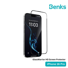 BENKS - GlassWarrior HD Screen Protector - IPhone 16 Pro (Black)