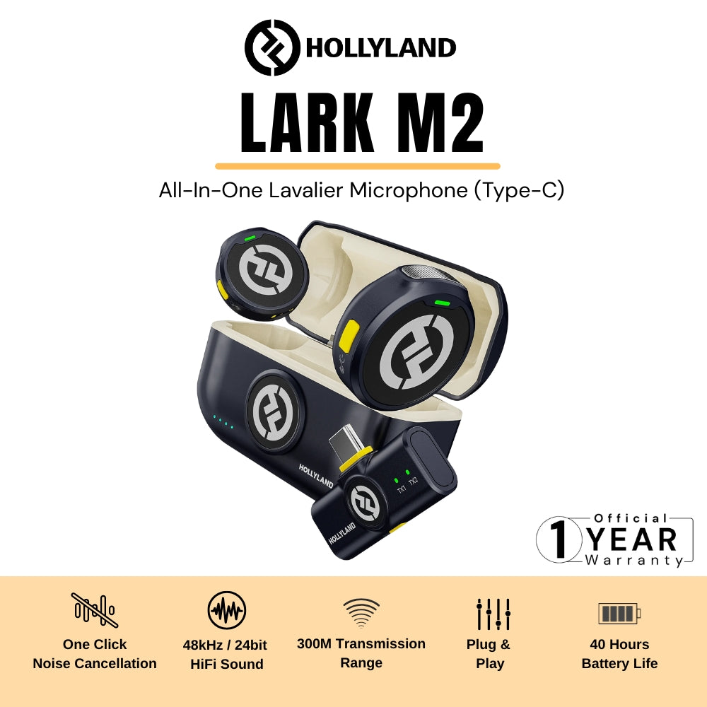 Hollyland - Lark M2 with USB-C Plug Wireless Lavalier Microphone with USB-C Plug(Duo,Shine Charcoal)