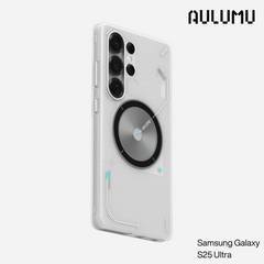 Aulumu - S25 Frosted Case for Samsung Galaxy S25 Ultra | Subtle Glow-in-the -Dark | Translucent Gray&White | Magnetic