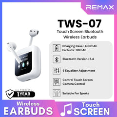 REMAX - TWS-07 Touch Screen Bluetooth WIreless Earbuds - White