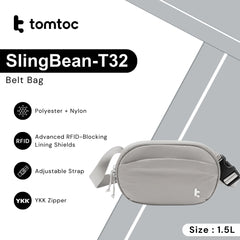 TOMTOC - SlingBean-T32 Belt Bag ( 1.5L ) - Grey