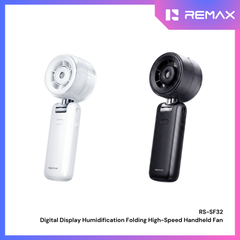 REMAX - RS-SF32 Digital Display Humidification Folding High-Speed Handheld Fan - White