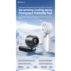 REMAX - RS-SF32 Digital Display Humidification Folding High-Speed Handheld fan - Black