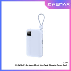 REMAX - FC-15 20000mAh 22.5W Self-Contained Dual-Line Fast Charging Power Bank - Blue