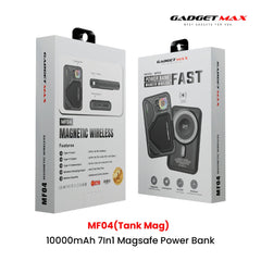 GADGET MAX - MF04 10000mAh Tank Mag 7 In 1 Magsafe Charging Power Bank - Black