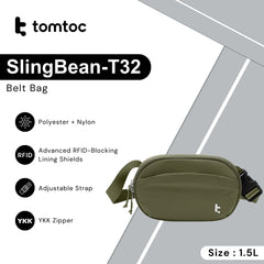 TOMTOC - SlingBean-T32 Belt Bag ( 1.5L ) - Green