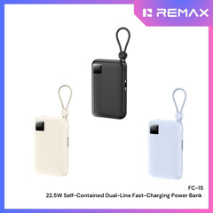 REMAX - FC-15 20000mAh 22.5W Self-Contained Dual-Line Fast Charging Power Bank - Blue