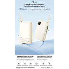 REMAX - FC-15 20000mAh 22.5W Self-Contained Dual-Line Fast Charging Power Bank - Blue
