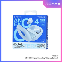REMAX - TWS-28 True Wireless Stereo Earbuds with ANC+ENC Earbuds - Blue