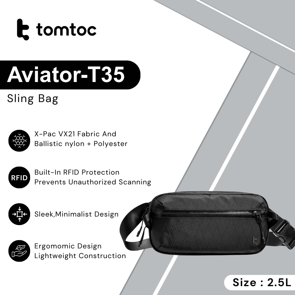 TOMTOC - Aviator-T35 Sling Bag ( 2.5L ) - Black