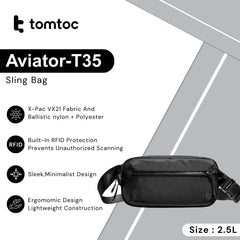 TOMTOC - Aviator-T35 Sling Bag ( 2.5L ) - Black