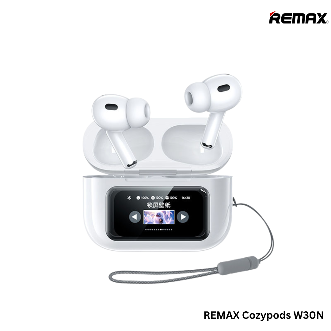 REMAX Cozypods W30N Noise-Cancelling True Wireless Earbuds with Touch Screen - White