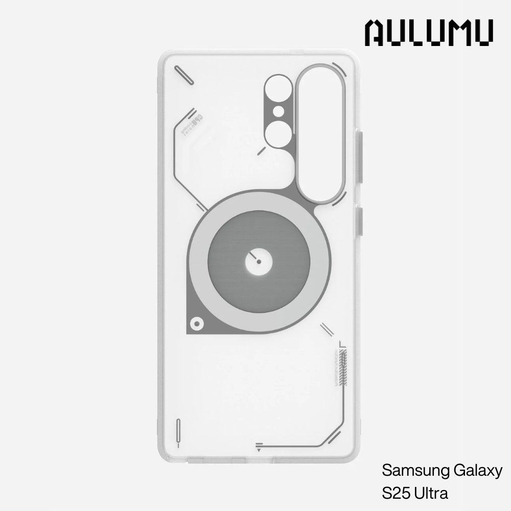 Aulumu - S25 Frosted Case for Samsung Galaxy S25 Ultra | Subtle Glow-in-the -Dark | Translucent Gray&White | Magnetic