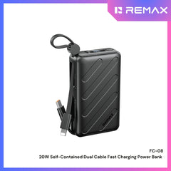 REMAX - FC-08 10000mAh Self-contained dual fast charging cable  Power bank ( PD20W) - Black