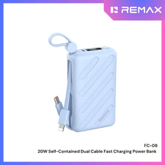REMAX - FC-08 10000mAh Self-contained dual fast charging cable  Power bank ( PD20W) - Blue