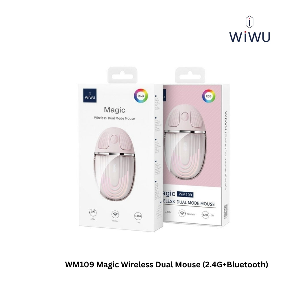 WIWU - WM109 Magic Wireless Dual Mode Mouse (2.4G+Bluetooth) - Pink