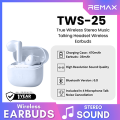 REMAX - TWS-25 True Wireless Stereo Music Talking WIreless Earbuds - Purple