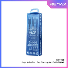REMAX - RC-C068 Kings Series 3 In 1 Fast Charging Data Cable ( 66W ) - Blue
