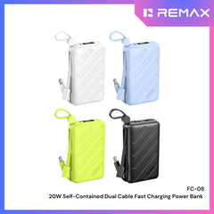 REMAX - FC-08 10000mAh Self-contained dual fast charging cable  Power bank ( PD20W) - Blue