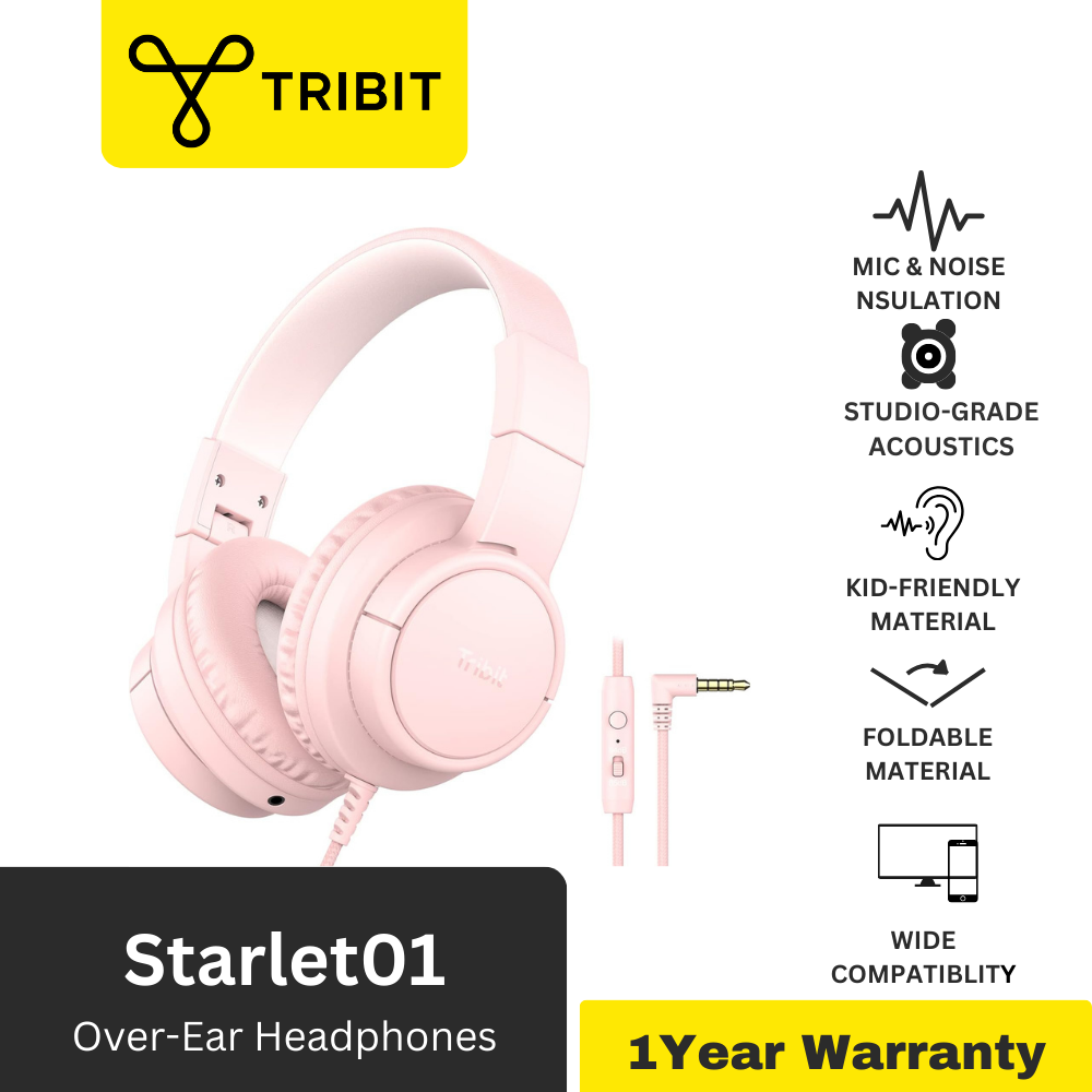 Tribit KH01 3.5mm Starlet 01 Kids Wired Headphone - Pink