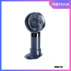 REMAX F35 Digital Display Folding Handheld Fan - Blue