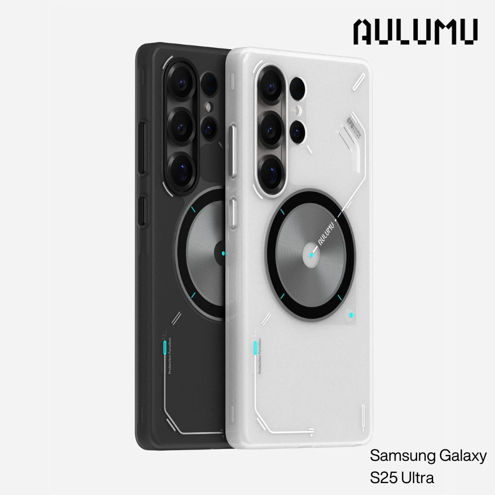 Aulumu - S25 Frosted Case for Samsung Galaxy S25 Ultra | Subtle Glow-in-the -Dark | Translucent Gray&White | Magnetic