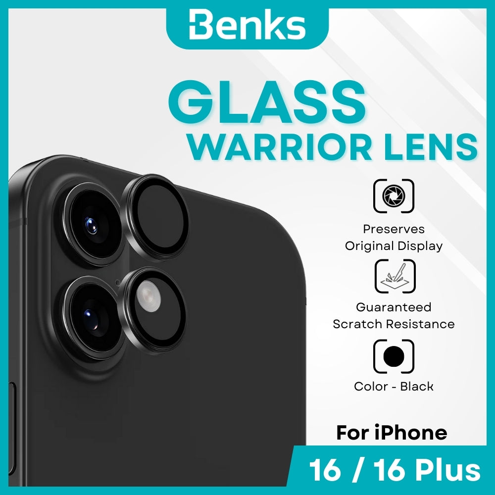 BENKS - GlassWarrior Lens Protector - IPhone 16 / 16 Plus (Black)