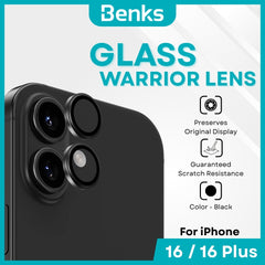 BENKS - GlassWarrior Lens Protector - IPhone 16 / 16 Plus (Black)