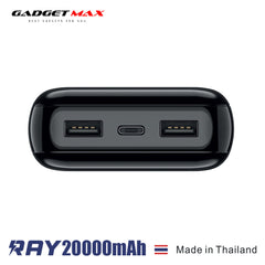 GADGET MAX 20000mAh NEW RAY POWER BANK, 20000mAh (5V/2.0A)(OUTPUT-2USB/INPUT-MICRO/TYPE-C) Power Bank (2.1A)