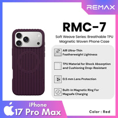 REMAX - RMC-7 iPhone 18 Pro Max / iPhone 17 Pro Max Case ( Soft Weave Series Breathable TPU Magnetic Woven ) - Red