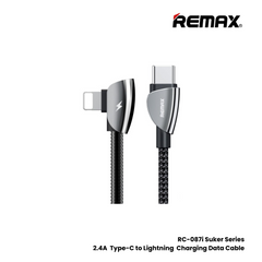 REMAX RC-087i Suker Series 2.4A Type-C to Lightning 2-in-1 Charging Data Cable - Black