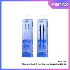 100W ( C to C )-REMAX RC-C108 C-C Mecha Series 100W Type-C to Type-C Fast Charging Data Cable - Black