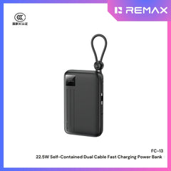 REMAX - FC-13 10000mAh Self-contained dual fast charging cable  Power bank ( PD20W+QC22.5W) - Black