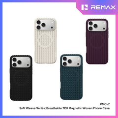 REMAX - RMC-7 iPhone 18 Pro Max / iPhone 17 Pro Max Case ( Soft Weave Series Breathable TPU Magnetic Woven ) - Green