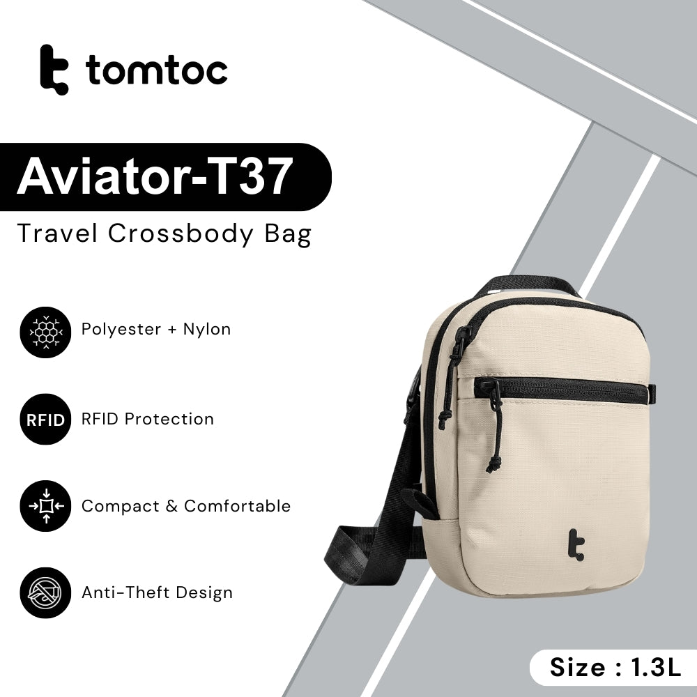 TOMTOC - Aviator-T37 Travel Crossbody Bag ( 1.3L ) - Khaki