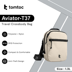 TOMTOC - Aviator-T37 Travel Crossbody Bag ( 1.3L ) - Khaki